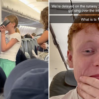 Girl Singing Moana on Delayed Plane viral video image examples.