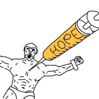 Soyjak Shot With Hope Syringe meme.