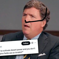 Tucker Carlson Asking How Many People Live In Iran? meme and image example.