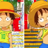 Brazilian Luffy Dance meme and image examples.