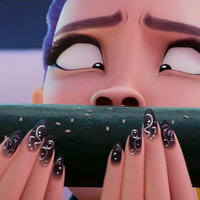 Rumi Sniffing Kimbap meme from K-Pop Demon Hunters.