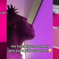 Pink Screen trend examples from tiktok.