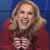 Ana Kasparian making a sharp evil-looking face, which many perceived as the Happy Merchant.