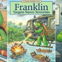 Examples of Franklin parody book covers and the Franklin The Turtle meme posted by Pete Hegseth.