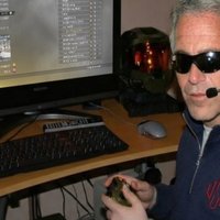 A Photoshop of Jeffrey Epstein gaming and playing Call of Duty.