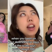 Three examples of the kakegurui masho trend on TikTok