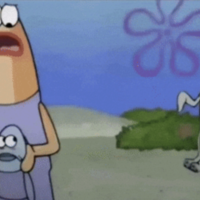 Crazy Squidward meme example.
