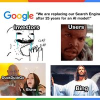 Google Intelligent Search Box Prioritizing AI Answers Controversy meme example.