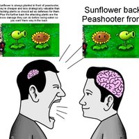 Sunflower Back Peashooter Front meme example images.
