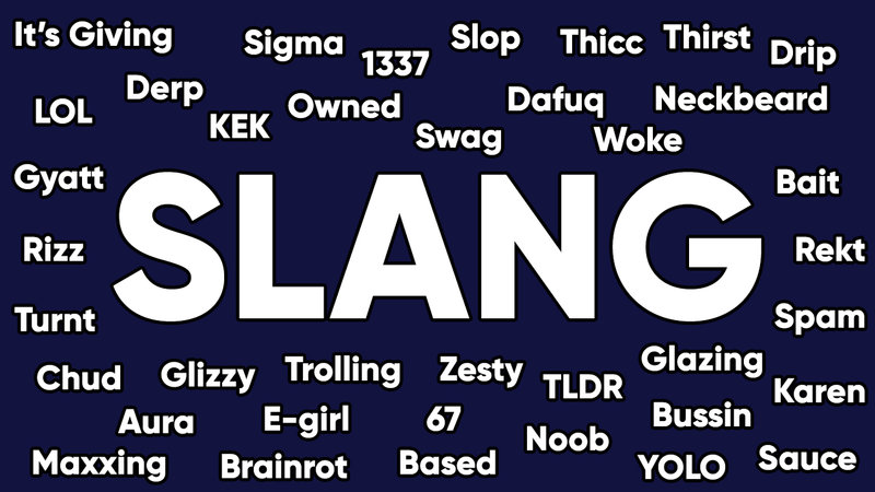 Various examples of Internet Slang.