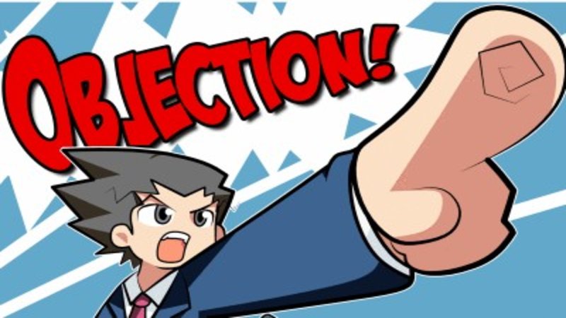 chibi version of Phoenix Wright pointing and saying Objection!