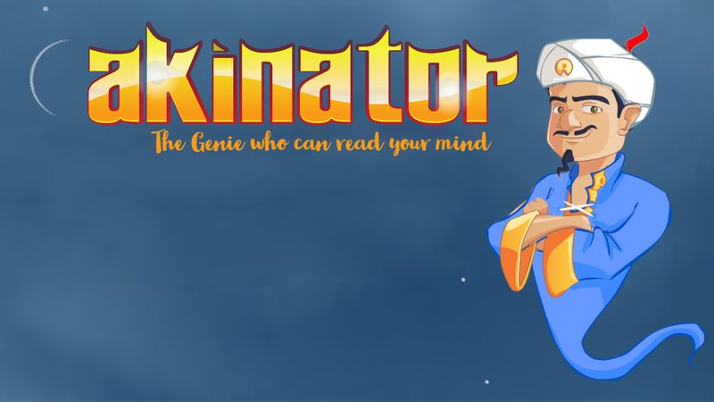 Akinator site logo and mascot depicting a genie.