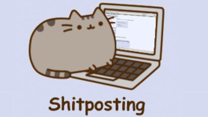 Pusheen the cat using a computer