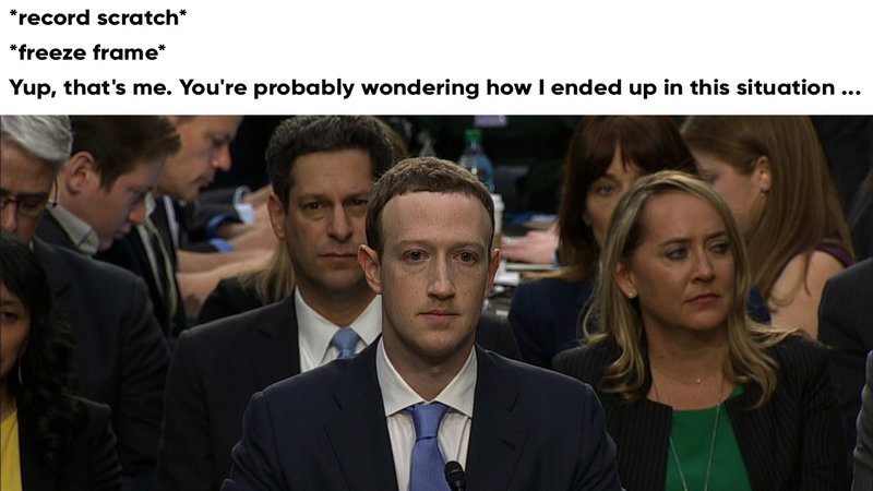 record scratch freeze frame yup that's me meme example depicting mark zuckerberg.