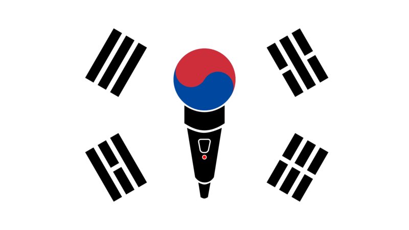 South Korea flag with a microphone incorporated into it