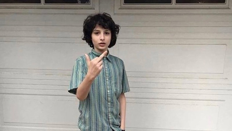 stranger things / Finn Wolfhard middle finger meme.