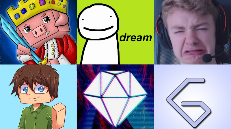 Minecraft YouTubers depicted by their various avatars.