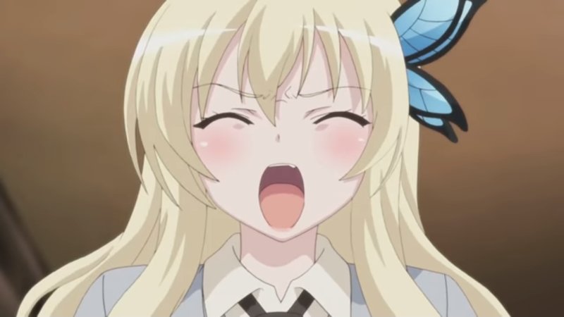 anime character girl with blonde hair shouting