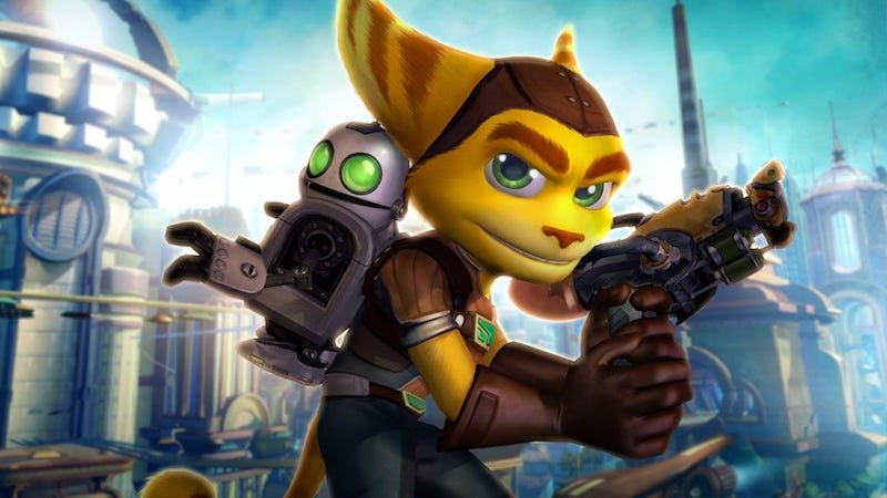 Ratchet and Clank video game characters yellow alien and robot