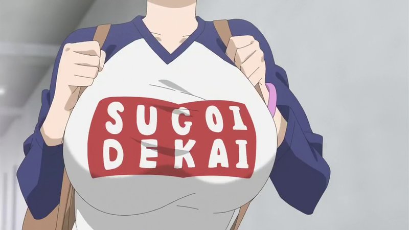 phrase on a shirt from uzaki chan meaning "great!" but is a play on words meaning "Really huge!"