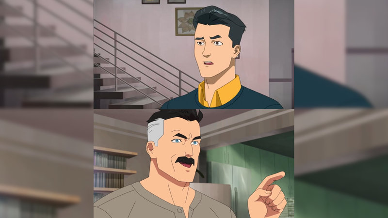 That's the Neat Part, You Don't meme format depicting omni man and invincible from the amazon series.
