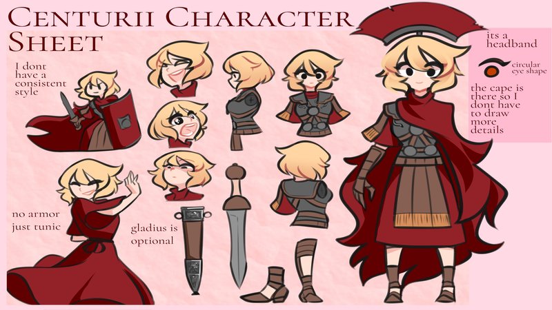 Centurii-chan meme example depicting a character sheet art.