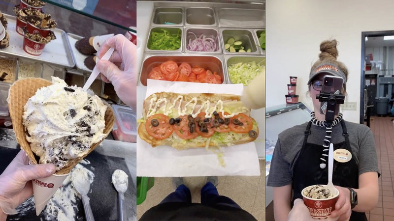 Three screenshots of POV Fast-Food TikTok videos.