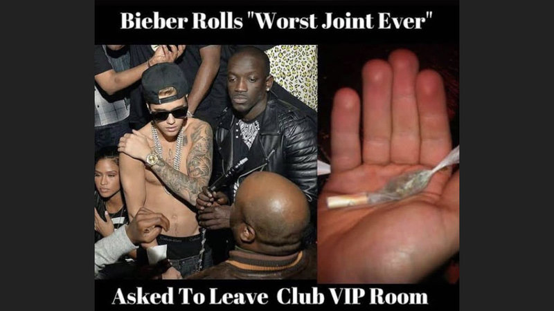 Rolls Worst Joint Ever meme format depicting Justin Bieber.