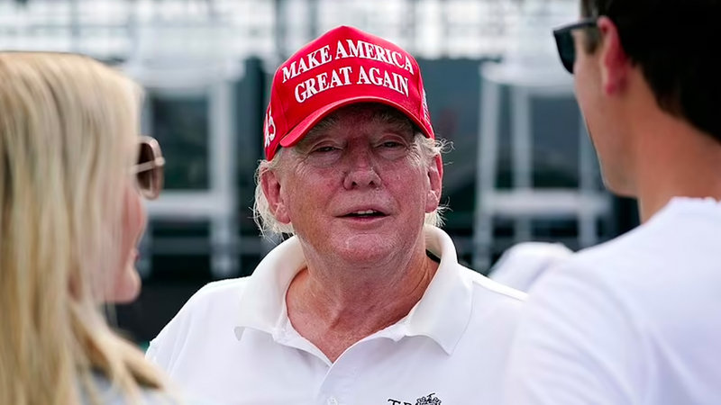 Donald Trump Without Makeup meme depicting Trump at Pro-am Event in 2020 looking old wearing a Make America Great Again hat.