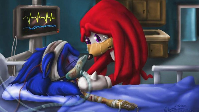 Image of Sonic dying in the hospital