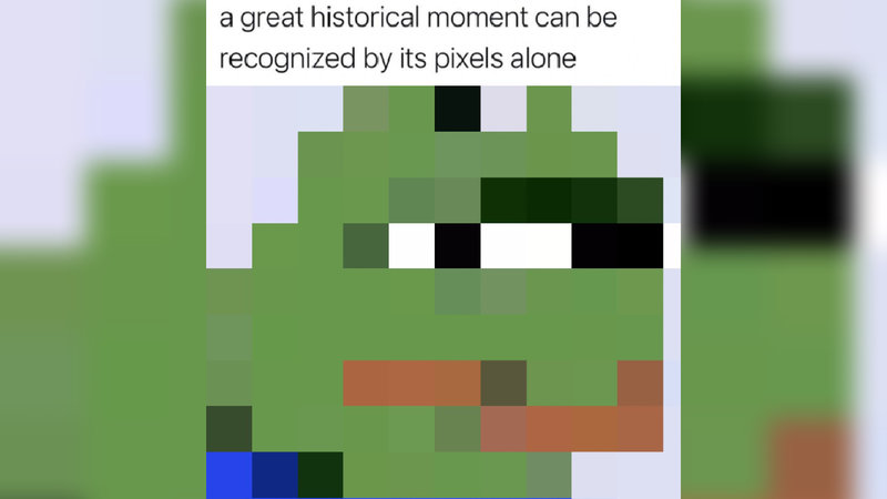 Identifiable by Pixels Alone meme example depicting pepe.