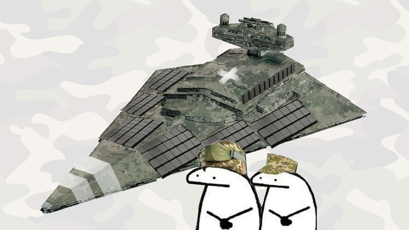 ERA Explosive Reactive Armor meme depicting the plates on a star destroyer from star wars.