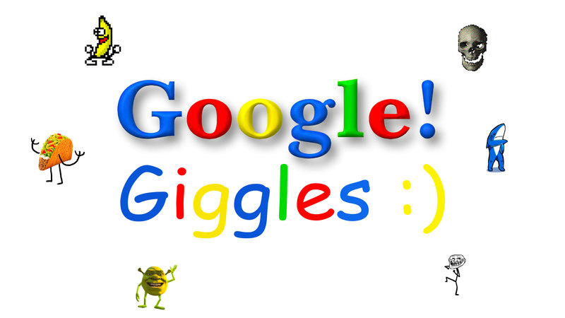 Google Giggles meme depicting the old google logo and various meme characters.