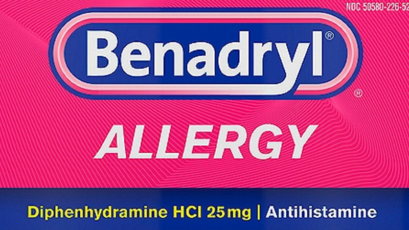 Benadryl Challenge tiktok trend depicting a logo and info for the drug benadryl.