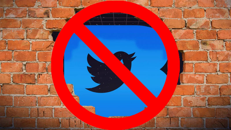 Block The Blue / #BlockTheBlue campaign depicting a crossed out twitter blue logo.