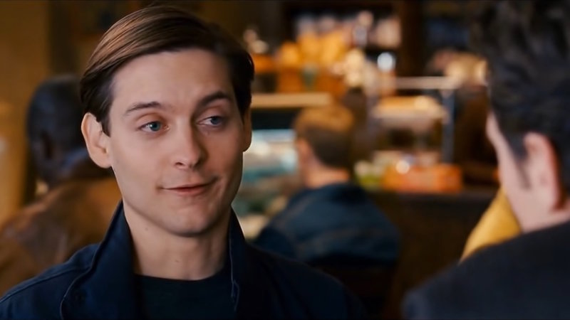 peter parker smugly smiling at harry osborn; harry, you don't need to sell it to me meme