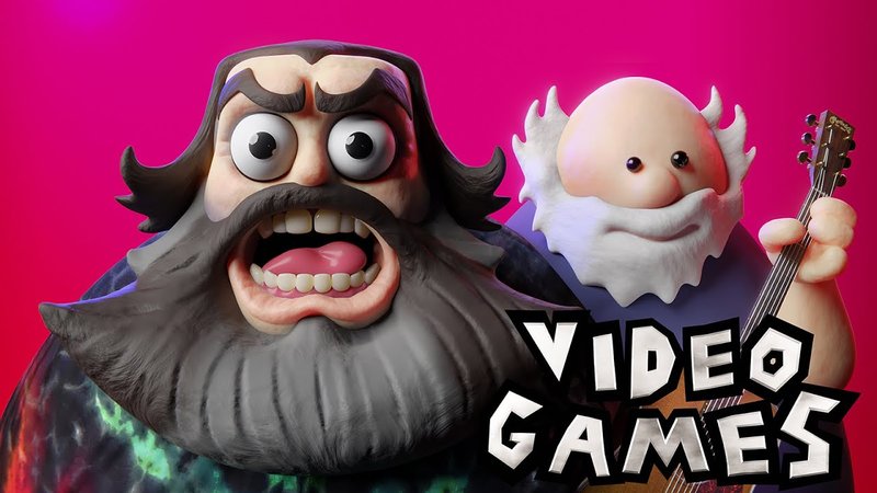 3D Jack Black and Kyle Gass singing "video games" by Tenacious D.