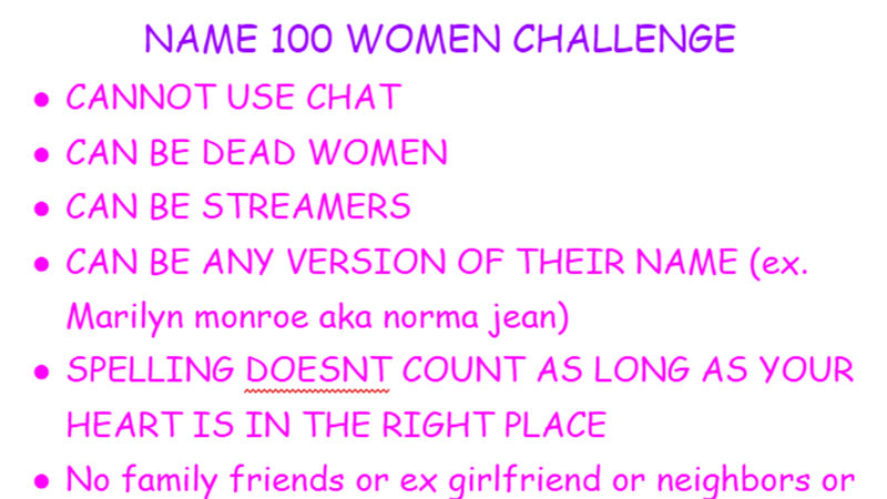 Name 100 Women Challenge Know Your Meme