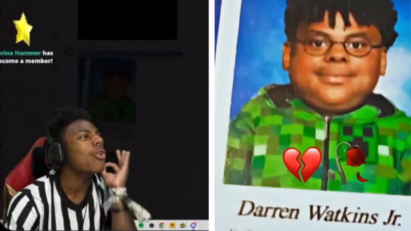 IShowspeed reacting to his leaked 3rd grade yearbook photo.