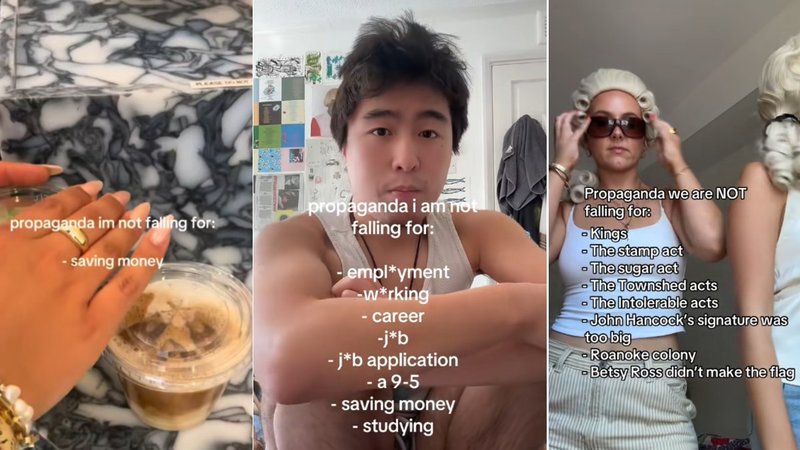 Propaganda I'm Not Falling For tiktok examples.