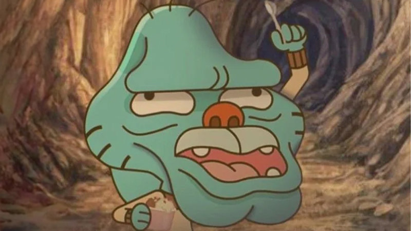 Gumball Caveman meme.