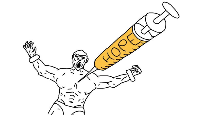 Soyjak Shot With Hope Syringe meme.