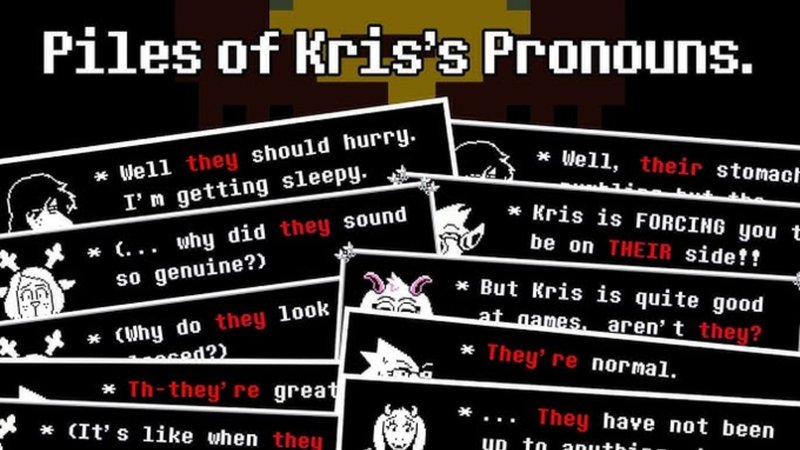 Kris' Pronouns Kris' Pronouns meme and image example.