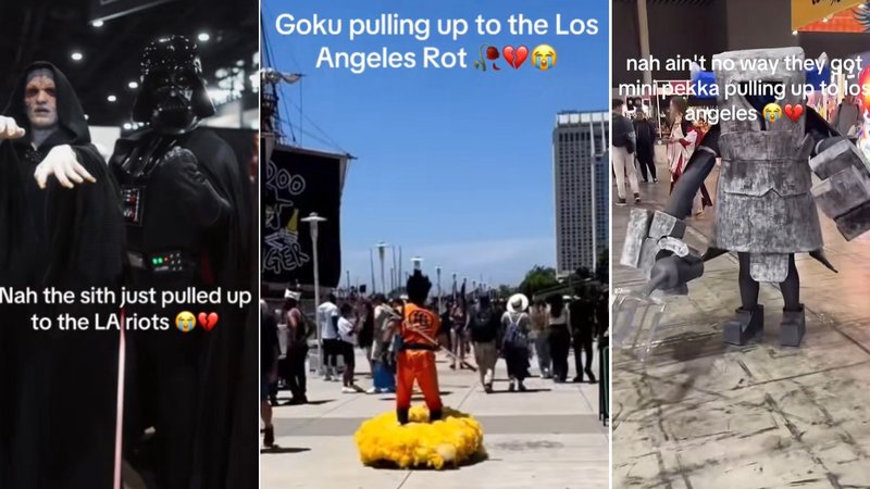 Pulling Up to LA / Pulled Up to the Los Angeles Riots meme examples.