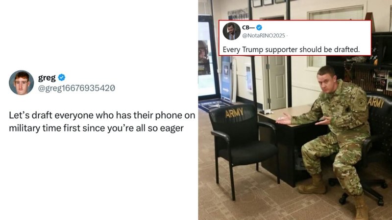Two tweets joking about the U.S. military draft for an upcoming WW3.