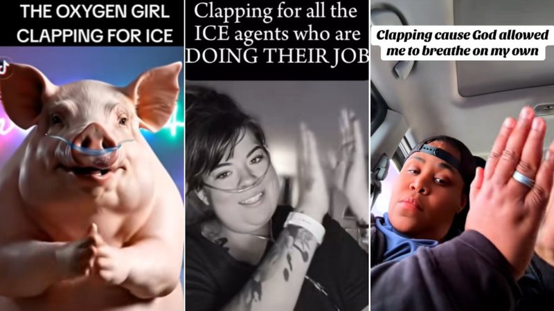 Oxygen Girl Clapping for ICE meme and image examples.