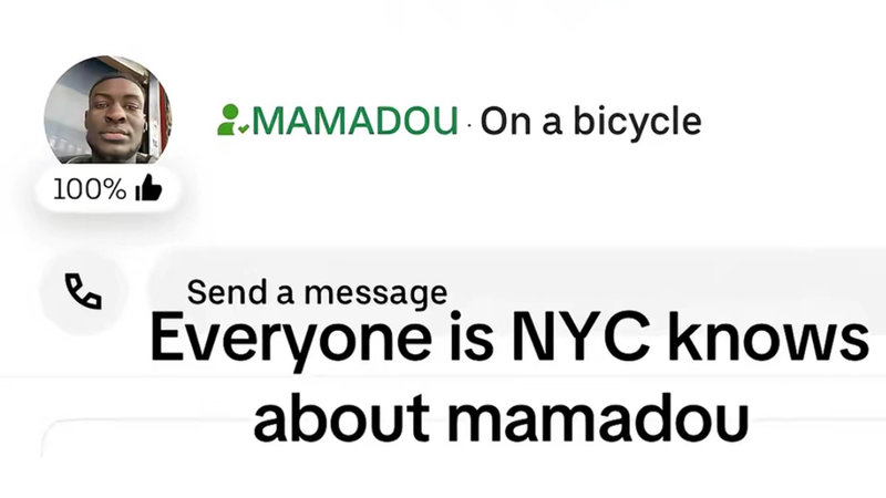 Mamadou Uber Eats Delivery Guy meme and image example.