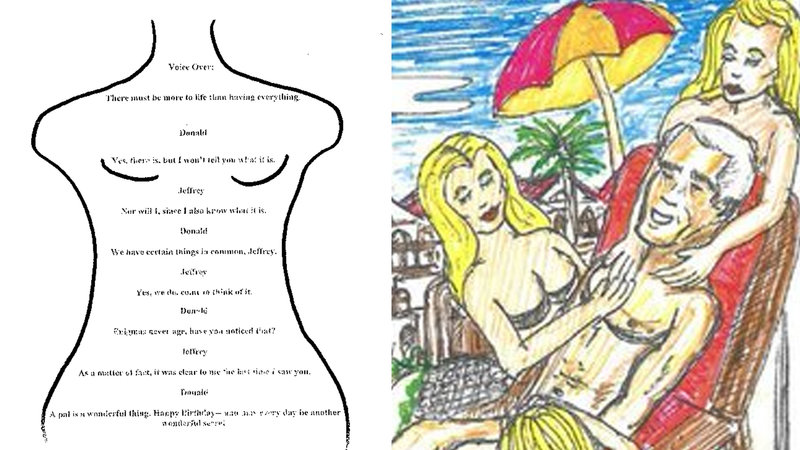 Jeffrey Epstein 50th Birthday Book / Donald Trump Wonderful Secret Drawing image examples.