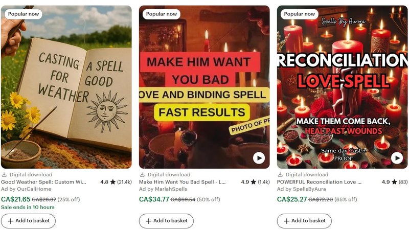 Etsy Witch image examples.