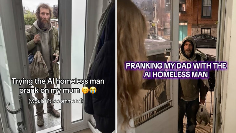 AI Homeless Man Prank / filter image examples.